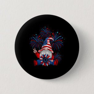 American Patriotic Gnome Usa Independence Day 4. Button