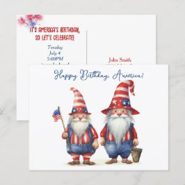 American Patriotic Gnomes Feiertagspostkarte