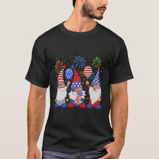 American Patriotic Gnomes Sunglasses Usa 4th of Ju T-Shirt