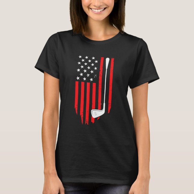 American Patriotic Golfer Usa Flag Retro Golf stic T-Shirt (Vorderseite)