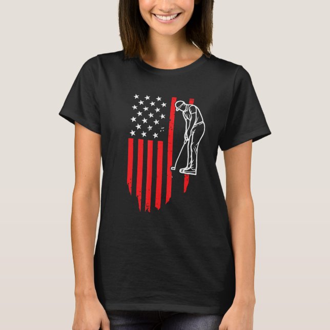 American Patriotic Golfer Usa Flag Retro Golf T-Shirt (Vorderseite)