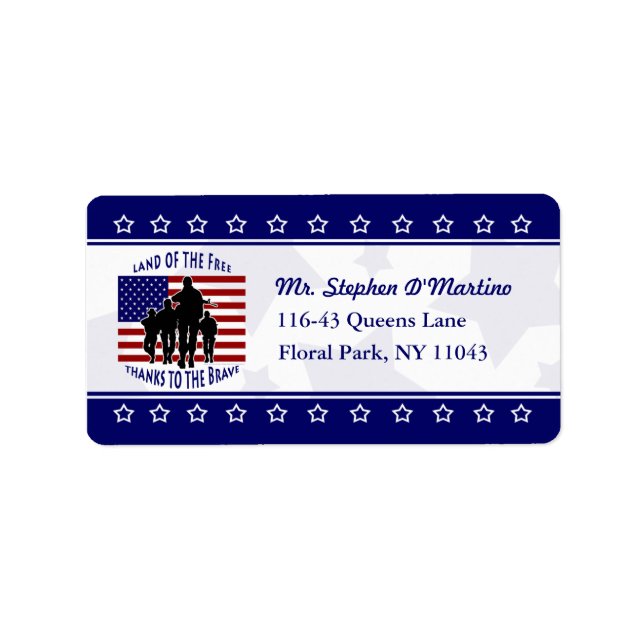 American Patriotic Personalisiert Address Label Adressaufkleber (Vorne)