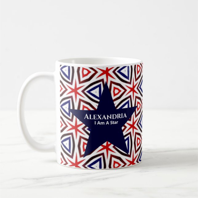 American Patriotic Red White Blue Star Muster Kaffeetasse (Links)