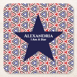 American Patriotic Red White Blue Star Muster Rechteckiger Pappuntersetzer