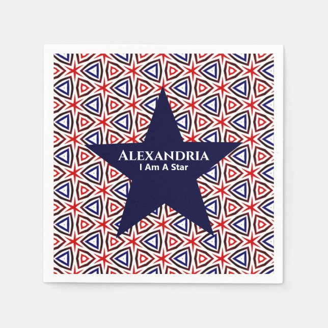 American Patriotic Red White Blue Star Muster Serviette (Vorderseite)