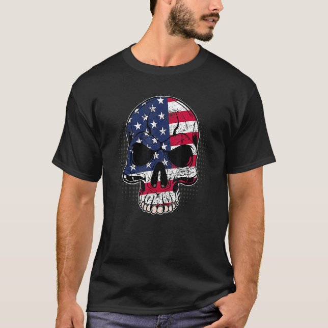 American Patriotic Skull 4. Juli US-Flagge Männer T-Shirt (Vorderseite)
