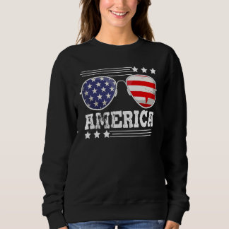 American Patriotic Sunglasses 4th of July USA Flag Sweatshirt