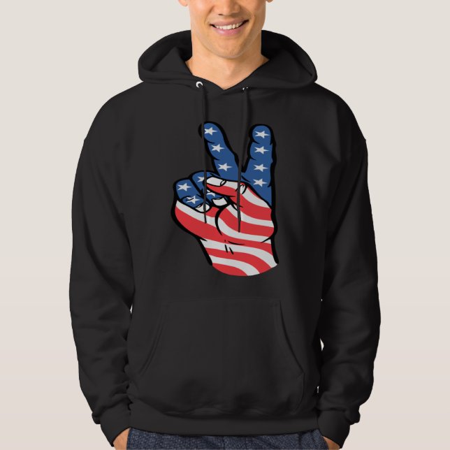American Peace Flag  Patriotic 4th of July Hand Si Hoodie (Vorderseite)