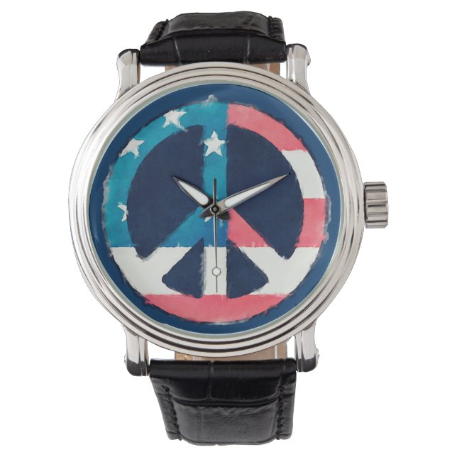 American Peace Sign grunge Armbanduhr (Vorderseite)