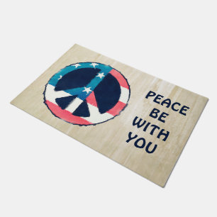 American Peace Sign grunge + Ihr Sprichwort Fußmatte