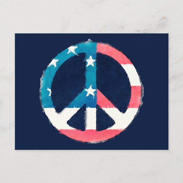 American Peace Sign grunge Postkarte (Vorderseite)