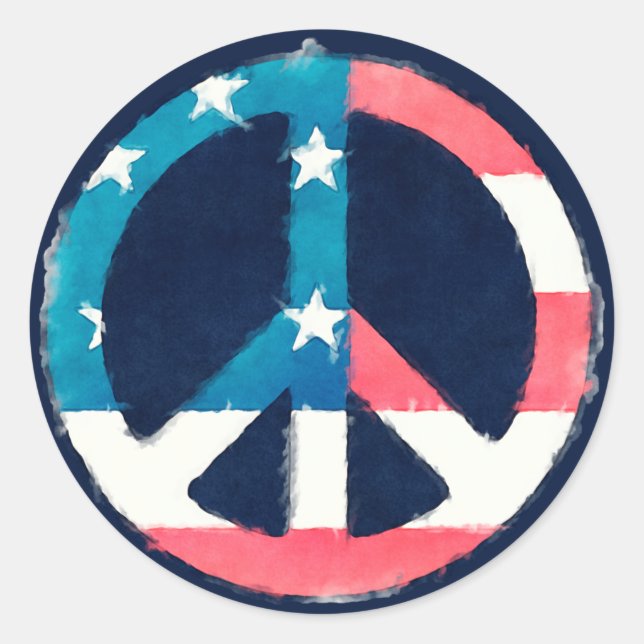 American Peace Sign grunge Runder Aufkleber (Vorderseite)