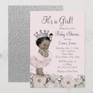 American Pink Floral Princess Baby Dusche Einladung
