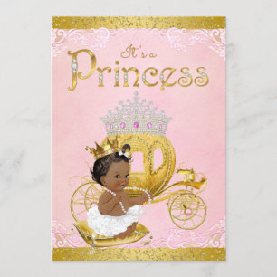 American Pink Gold Princess Baby Dusche Einladung