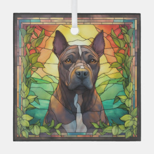 American Pit Bull Dog Ornament Aus Glas