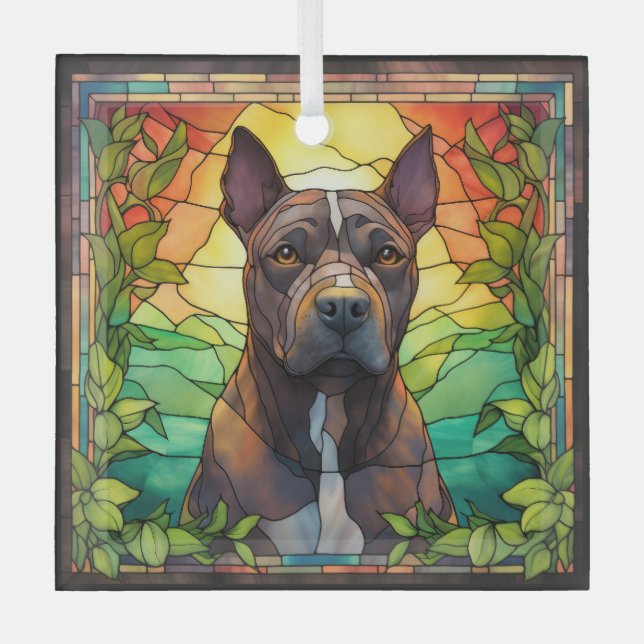 American Pit Bull Dog Ornament Aus Glas (Vorderseite)