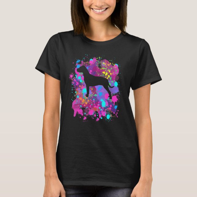 American Pit Bull Dog Pink Spritzer Art T-Shirt (Vorderseite)