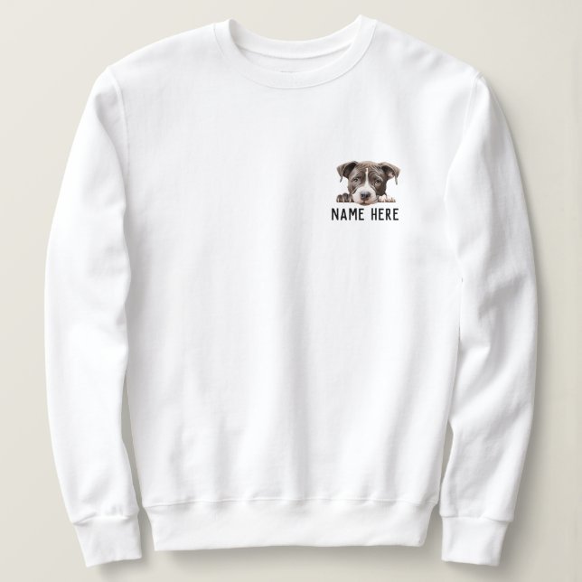 American Pit Bull Peeking Personalisiert Sweatshirt (Design vorne)