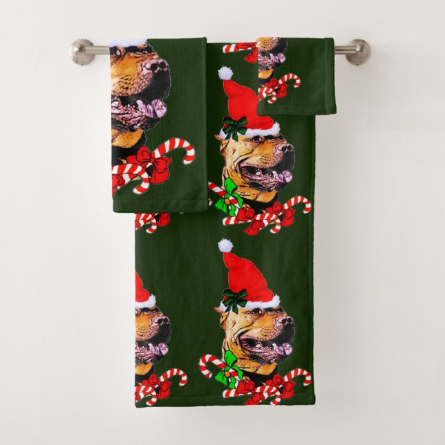 American Pit Bull Terrier Christmas Badhandtuch Set (Insitu)