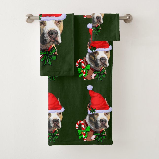 American Pit Bull Terrier Christmas Badhandtuch Set (Insitu)