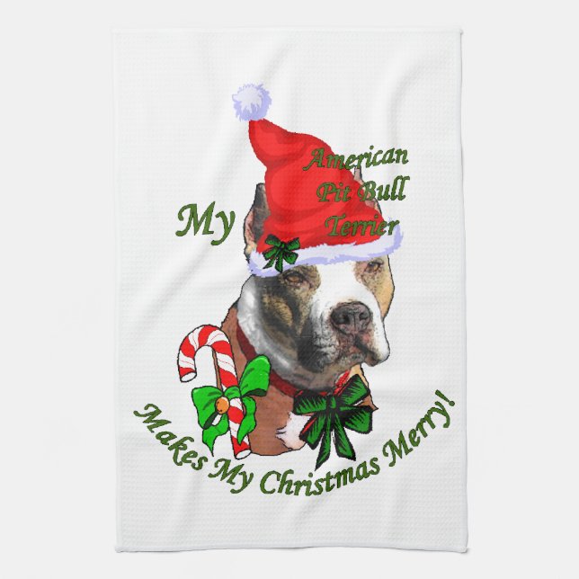 American Pit Bull Terrier Christmas Geschirrtuch (Vertikal)