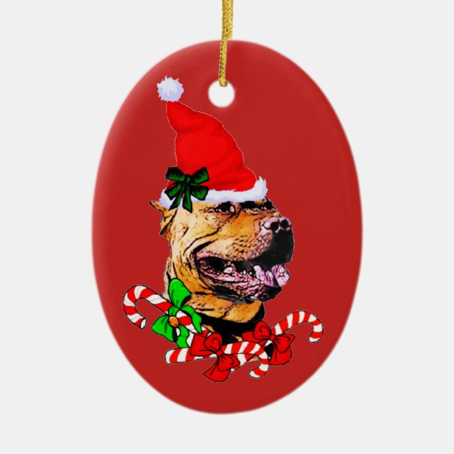 American Pit Bull Terrier Christmas Keramik Ornament (Vorne)
