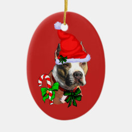 American Pit Bull Terrier Christmas Keramik Ornament