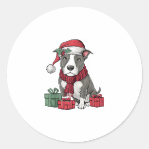American Pit Bull Terrier Dog Christmas Outfits Sa Runder Aufkleber