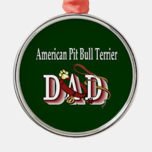 American Pit Bull Terrier Dog Dad Silbernes Ornament