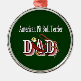 American Pit Bull Terrier Dog Vater Silbernes Ornament