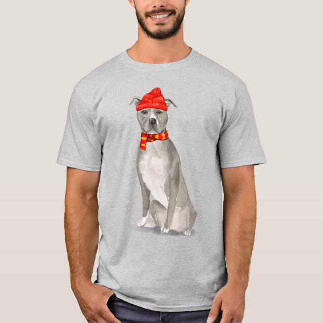 American Pit Bull Terrier Funny Christmas Dog T-Shirt (Vorderseite)