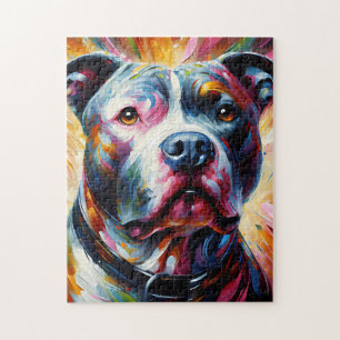 American Pit Bull Terrier Hund Acryl Druck Puzzle
