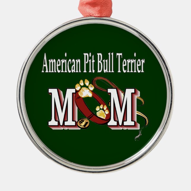 American Pit Bull Terrier MAMA Silbernes Ornament (Vorne)