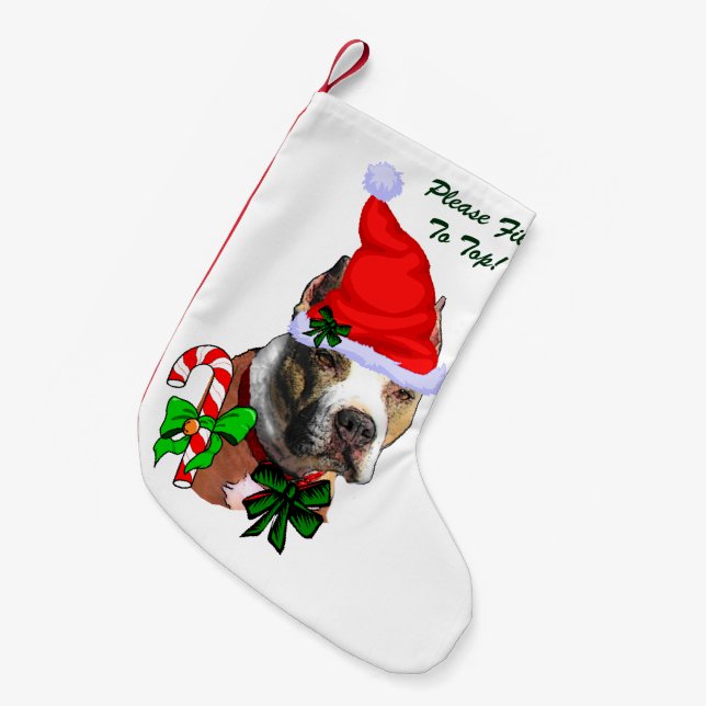 American Pit Bull Terrier Merry Kleiner Weihnachtsstrumpf (Vorderansicht (hängend))