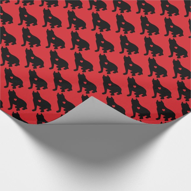 American Pit Bull Terrier Silhouette Geschenkpapier (Ecke)