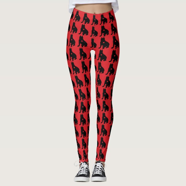 American Pit Bull Terrier Silhouette Leggings (Vorderseite)