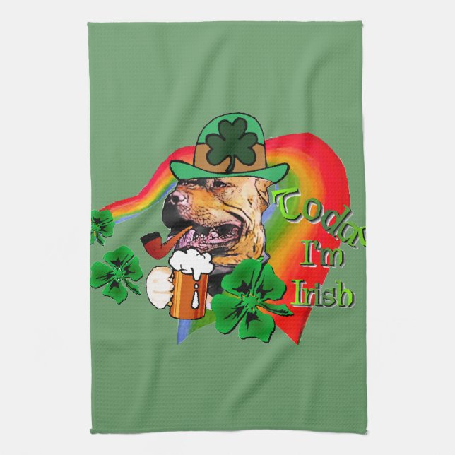 American Pit Bull Terrier St Patricks Küchentuch (Vertikal)