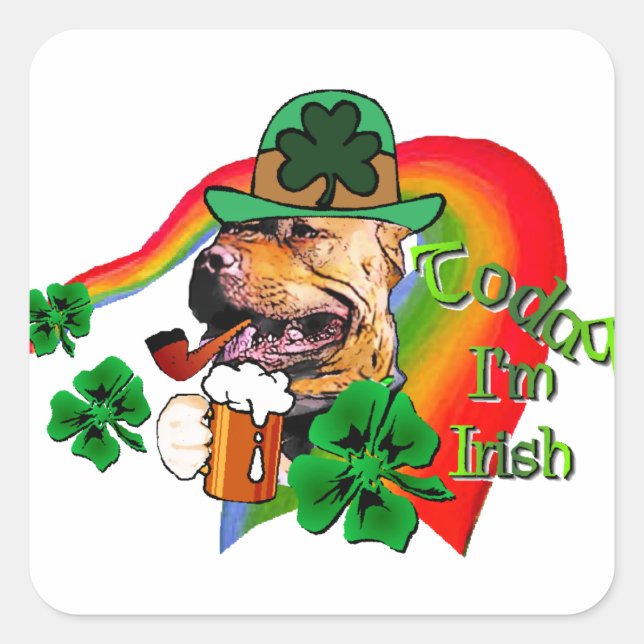 American Pit Bull Terrier St Patricks Quadratischer Aufkleber (Vorderseite)