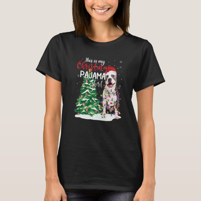 American Pit Bull Terrier This Is My Christmas Paj T-Shirt (Vorderseite)