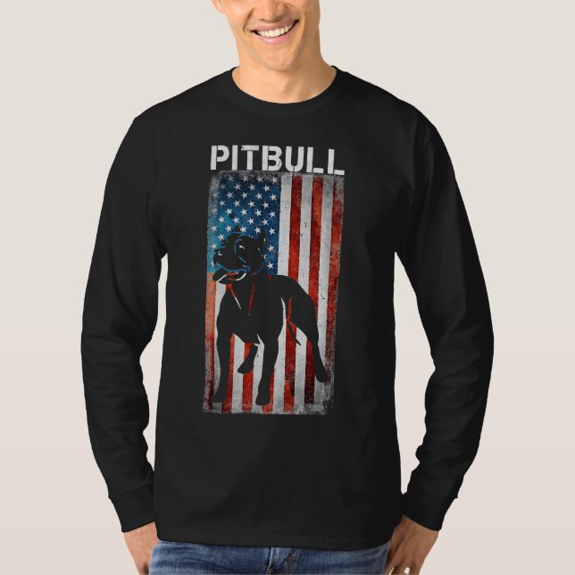 American Pit Bull Terrier Usa Flag Patriotic Dog L T-Shirt (Vorderseite)