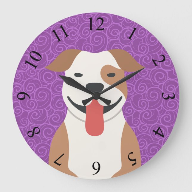American Pit Bull Terrier Wall Clock Große Wanduhr (Vorderseite)
