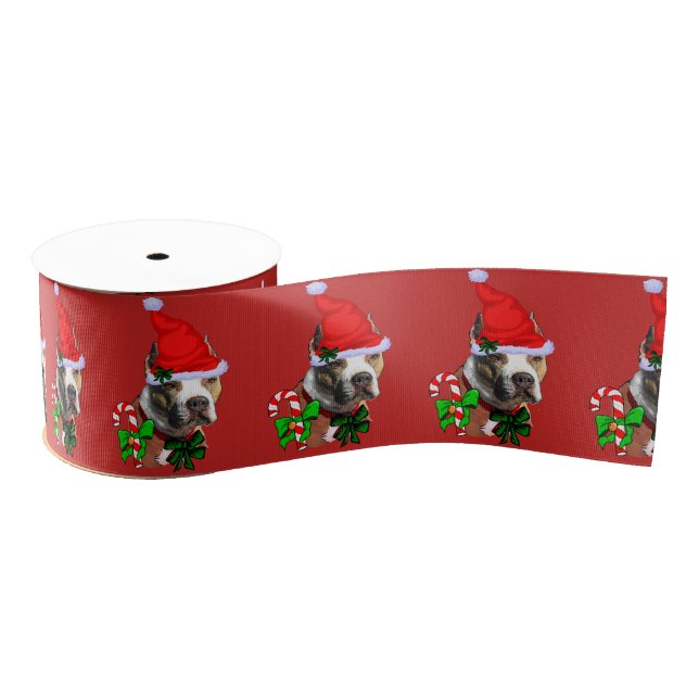 American Pit Bull Terrier Weihnachten froh Ripsband (Spule)