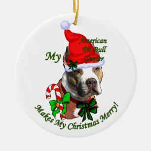 American Pit Bull Terrier Weihnachten Keramikornament