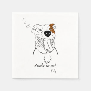 American Pit Bull zeichnend Hochzeitscocktail Napk Serviette