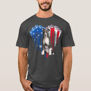 American Pitbull Dog Herz 4. Juli USA Flag Pa T-Shirt