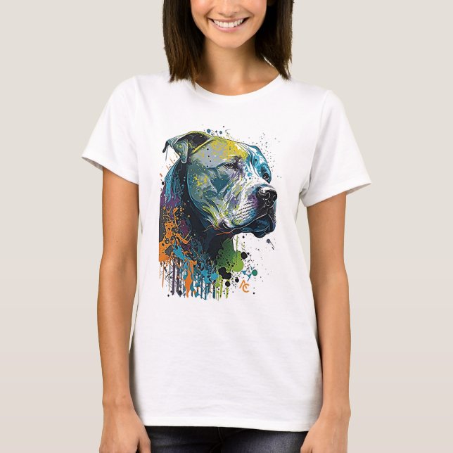 American Pitbull - Graffiti Ink Splash T-Shirt (Vorderseite)
