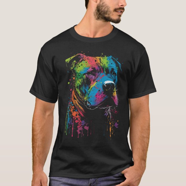 American Pitbull - Graffiti Ink Splash T-Shirt (Vorderseite)