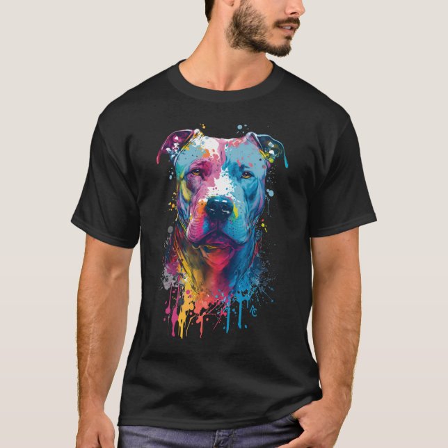 American Pitbull - Graffiti Ink Splash T-Shirt (Vorderseite)