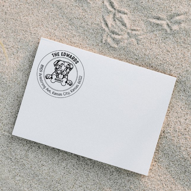 American Pitbull Rücksendeadresse Family Gummistempel (Von Creator hochgeladen)