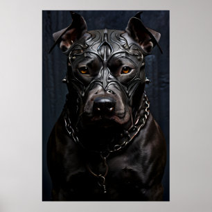 American Pitbull Terrier Black Metal Art Poster